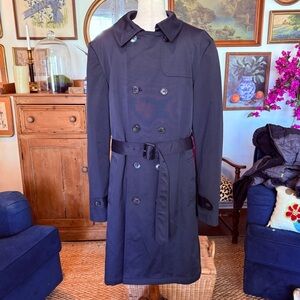 NWOT Men’s Ralph Lauren Edmond Trench Raincoat, Black Removable Zip Liner 44L